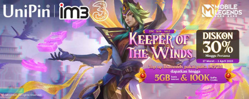 Skin Vale “Keeper of the Winds” Diskon 30%! Top up Diamonds dengan Pulsa Tri/IM3, Bonusnya Melimpah!